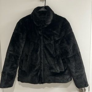 Zara black faux fur coat